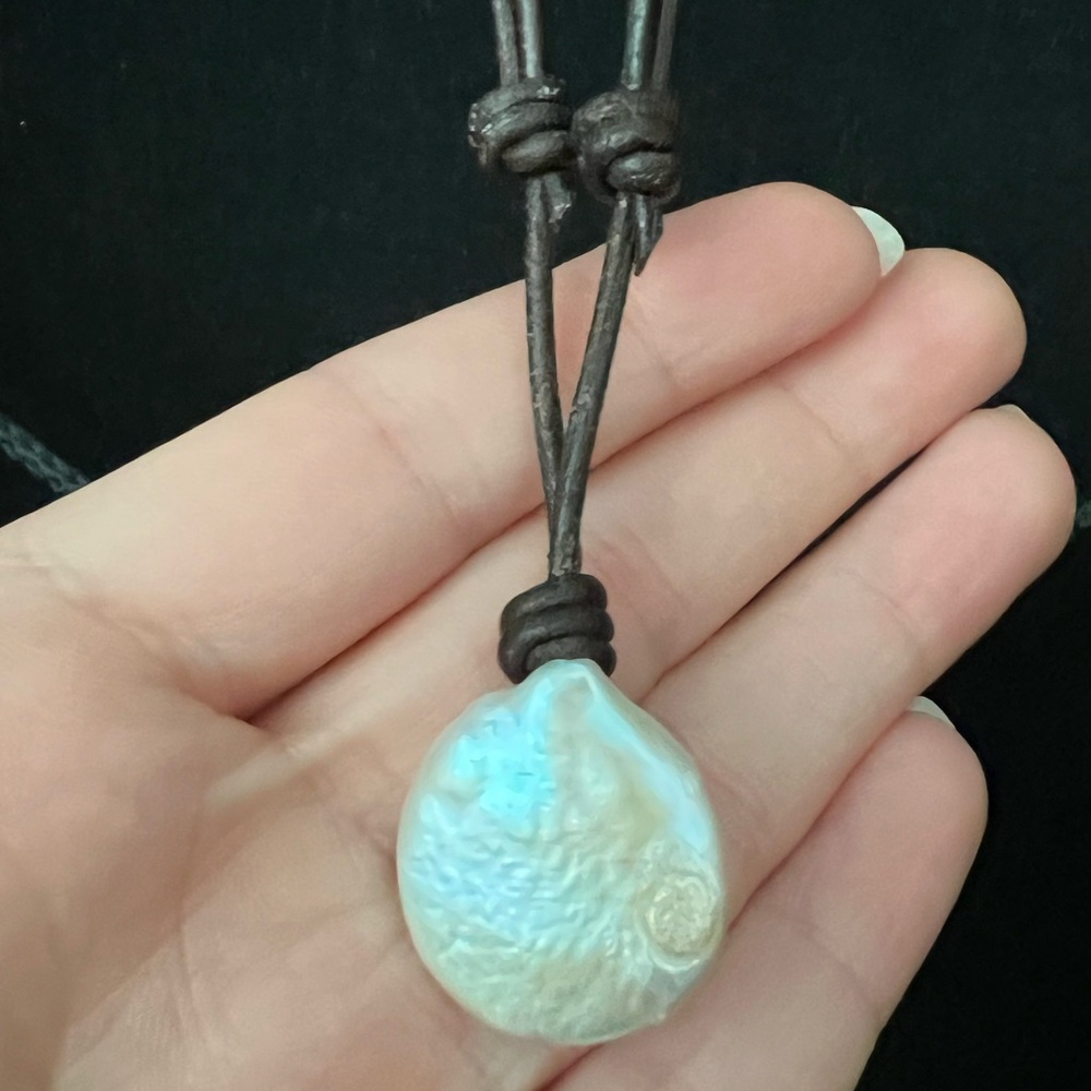Creatively Bent coin pearl necklace
